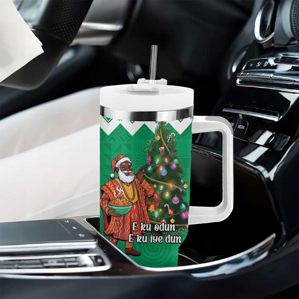 Afro Christmas in Nigeria Tumbler With Handle Eku Odun Eku IyeDun - African Pride