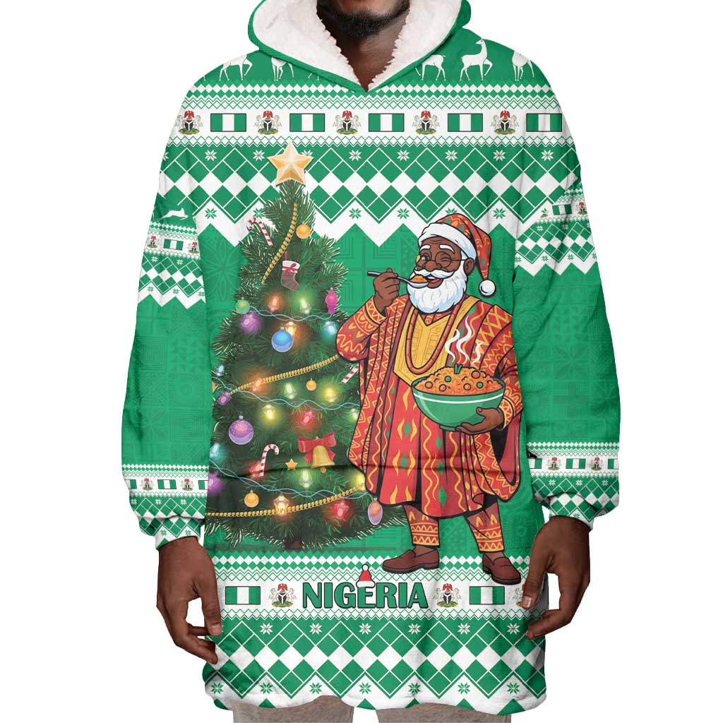 Personalized Afro Christmas in Nigeria Wearable Blanket Hoodie Eku Odun Eku IyeDun - African Pride