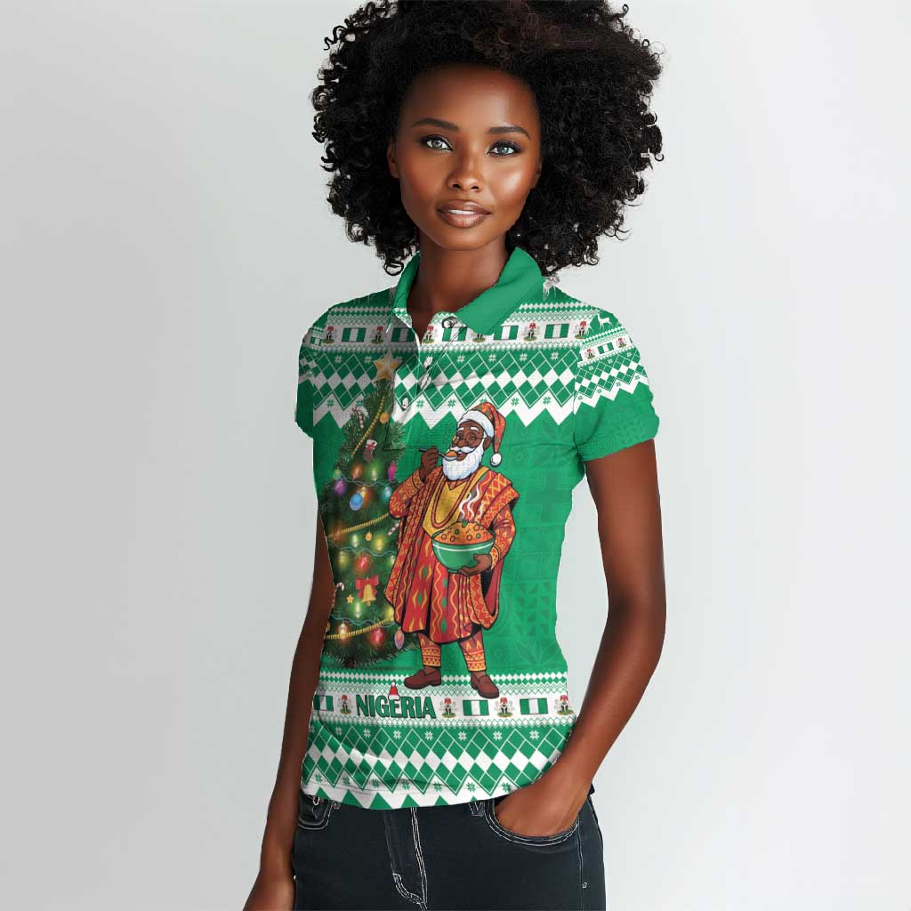 Personalized Afro Christmas in Nigeria Women Polo Shirt Eku Odun Eku IyeDun - African Pride