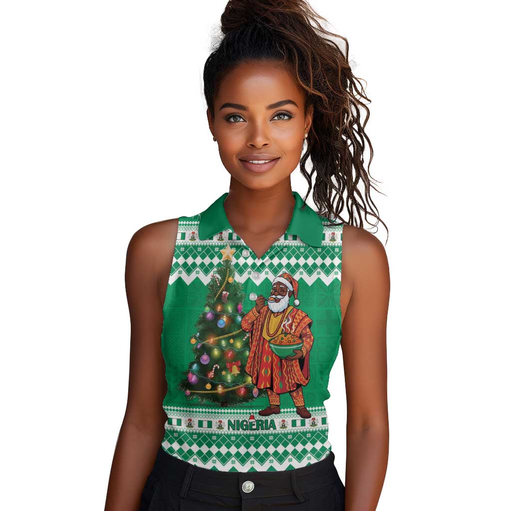Personalized Afro Christmas in Nigeria Women Sleeveless Polo Shirt Eku Odun Eku IyeDun - African Pride