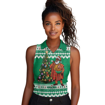 Personalized Afro Christmas in Nigeria Women Sleeveless Polo Shirt Eku Odun Eku IyeDun - African Pride