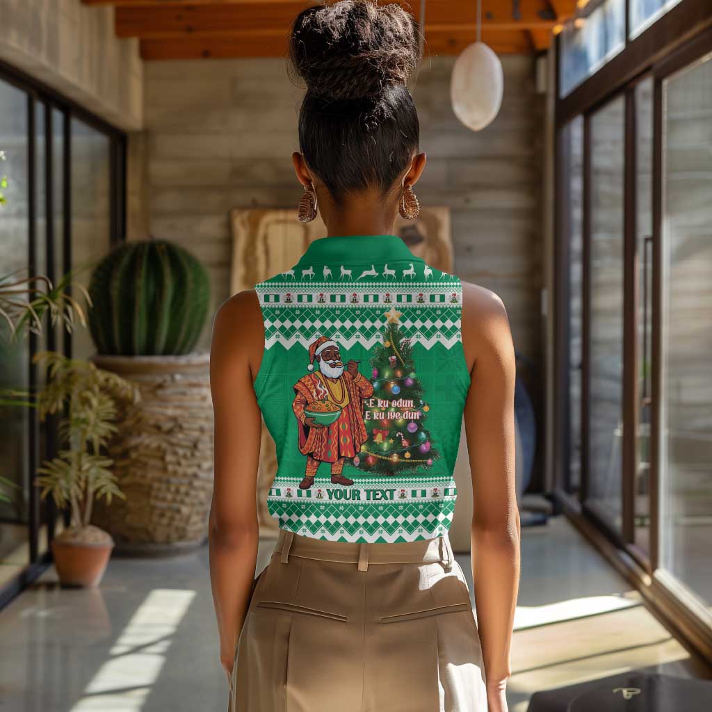 Personalized Afro Christmas in Nigeria Women Sleeveless Polo Shirt Eku Odun Eku IyeDun - African Pride