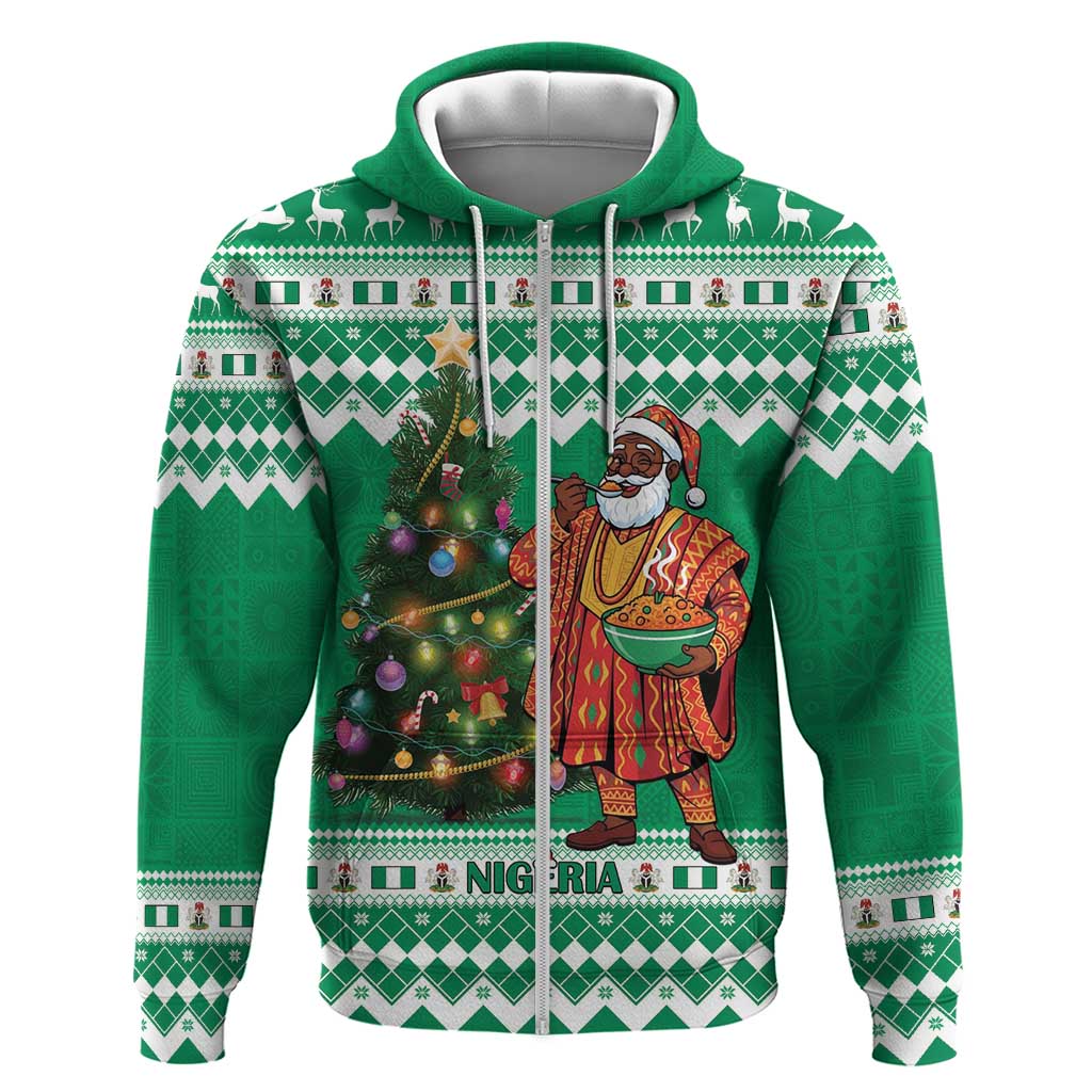 Personalized Afro Christmas in Nigeria Zip Hoodie Eku Odun Eku IyeDun - African Pride