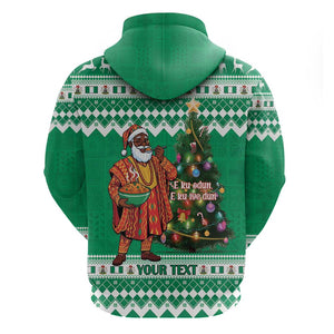 Personalized Afro Christmas in Nigeria Zip Hoodie Eku Odun Eku IyeDun - African Pride
