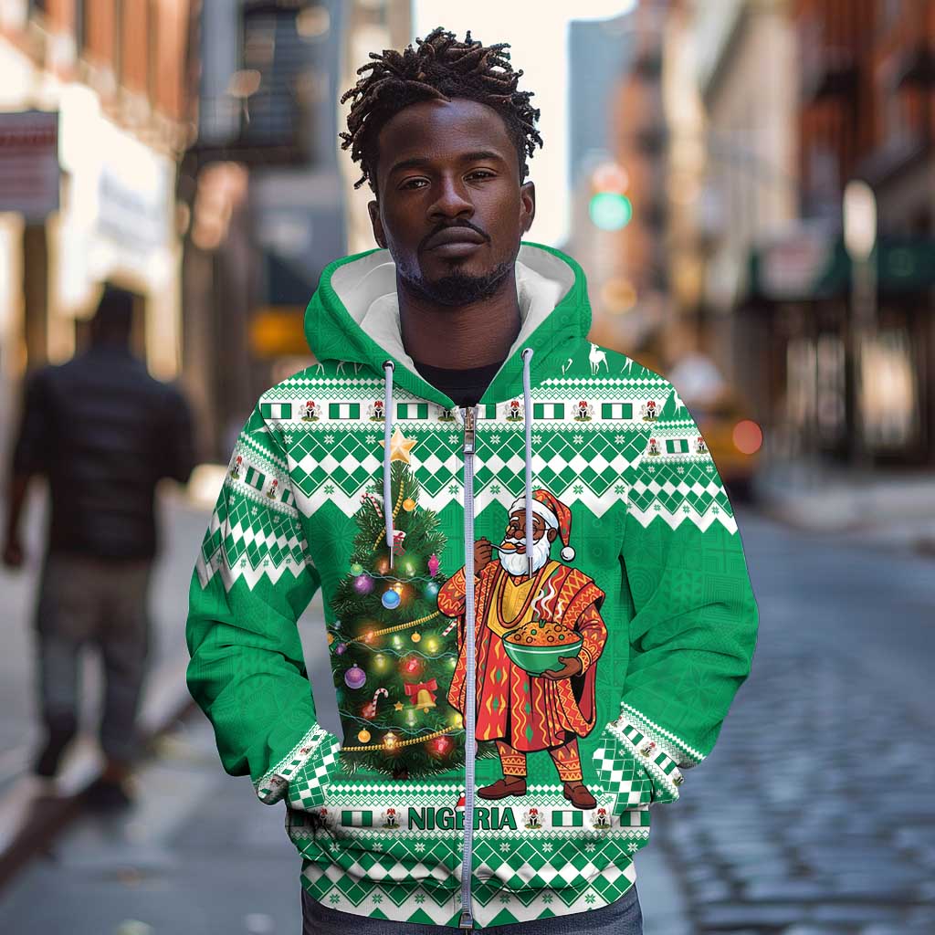 Personalized Afro Christmas in Nigeria Zip Hoodie Eku Odun Eku IyeDun - African Pride
