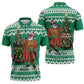 Personalized Nigeria Christmas Zipper Polo Shirt Black Santa With Jollof Rice