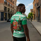 Personalized Nigeria Christmas Zipper Polo Shirt Black Santa With Jollof Rice