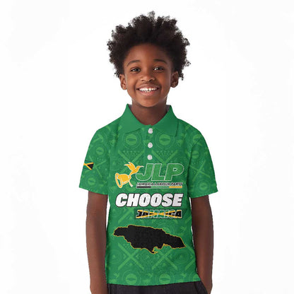 Personalized JLP Jamaica Labour Party Kid Polo Shirt Build Back Stronger - African Pride