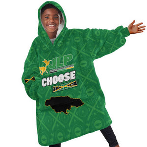 Personalized JLP Jamaica Labour Party Kid Wearable Blanket Hoodie Build Back Stronger - African Pride