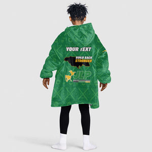 Personalized JLP Jamaica Labour Party Kid Wearable Blanket Hoodie Build Back Stronger - African Pride