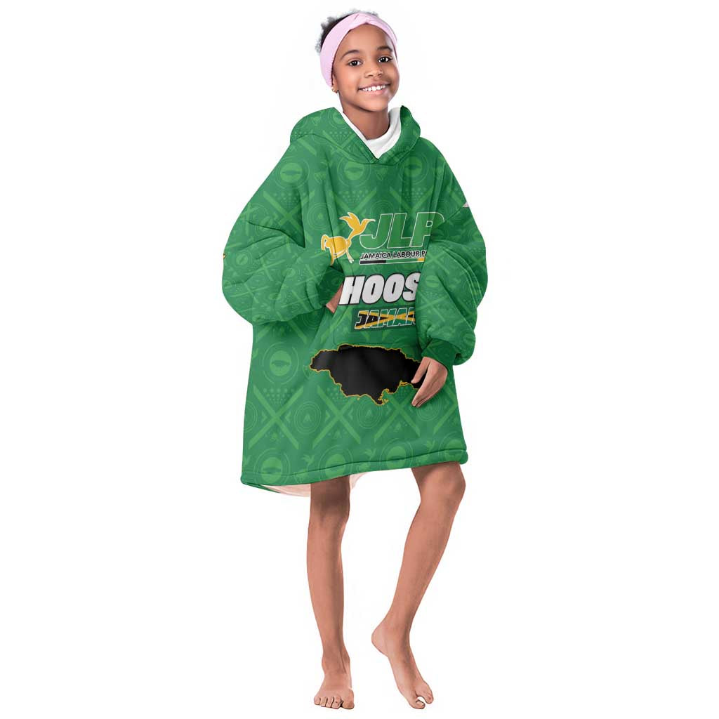 Personalized JLP Jamaica Labour Party Kid Wearable Blanket Hoodie Build Back Stronger - African Pride