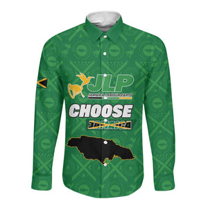 Personalized JLP Jamaica Labour Party Long Sleeve Button Shirt Build Back Stronger - African Pride
