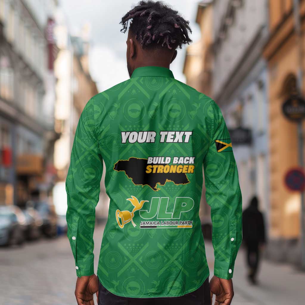 Personalized JLP Jamaica Labour Party Long Sleeve Button Shirt Build Back Stronger - African Pride