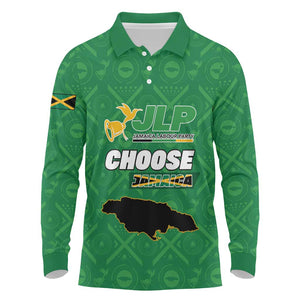 Personalized JLP Jamaica Labour Party Long Sleeve Polo Shirt Build Back Stronger - African Pride