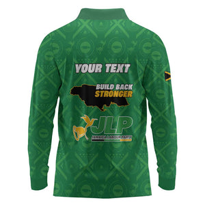 Personalized JLP Jamaica Labour Party Long Sleeve Polo Shirt Build Back Stronger - African Pride