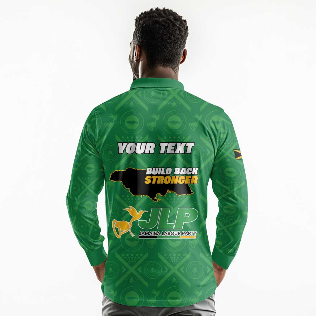 Personalized JLP Jamaica Labour Party Long Sleeve Polo Shirt Build Back Stronger - African Pride