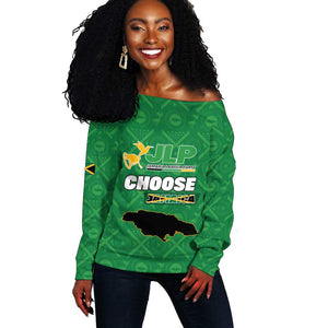 Personalized JLP Jamaica Labour Party Off Shoulder Sweater Build Back Stronger - African Pride