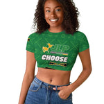 Personalized JLP Jamaica Labour Party Raglan Cropped T shirt Build Back Stronger - African Pride