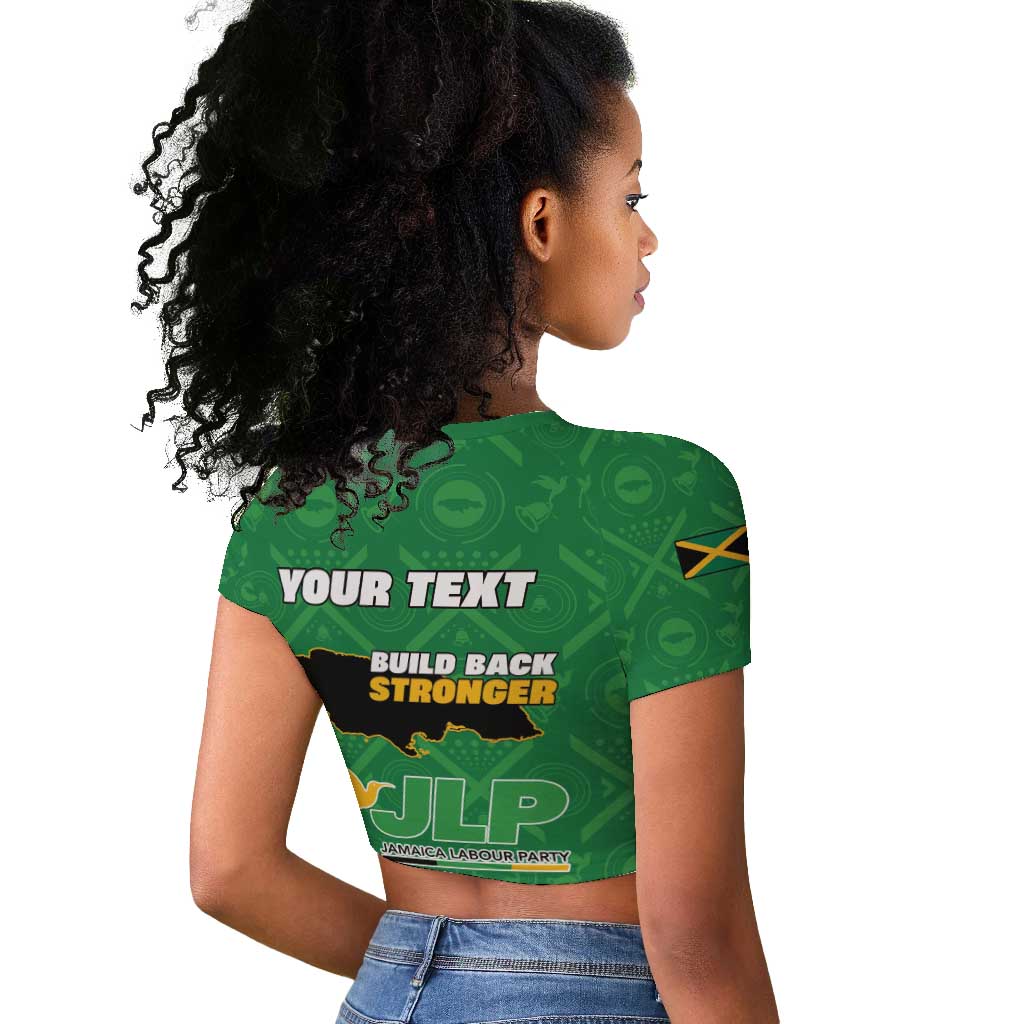 Personalized JLP Jamaica Labour Party Raglan Cropped T shirt Build Back Stronger - African Pride