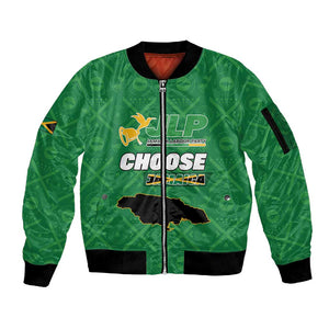 Personalized JLP Jamaica Labour Party Sleeve Zip Bomber Jacket Build Back Stronger - African Pride