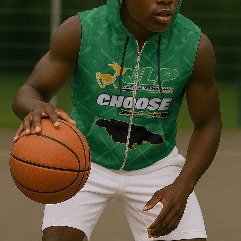 Personalized JLP Jamaica Labour Party Sleeveless Zip Hoodie Build Back Stronger - African Pride