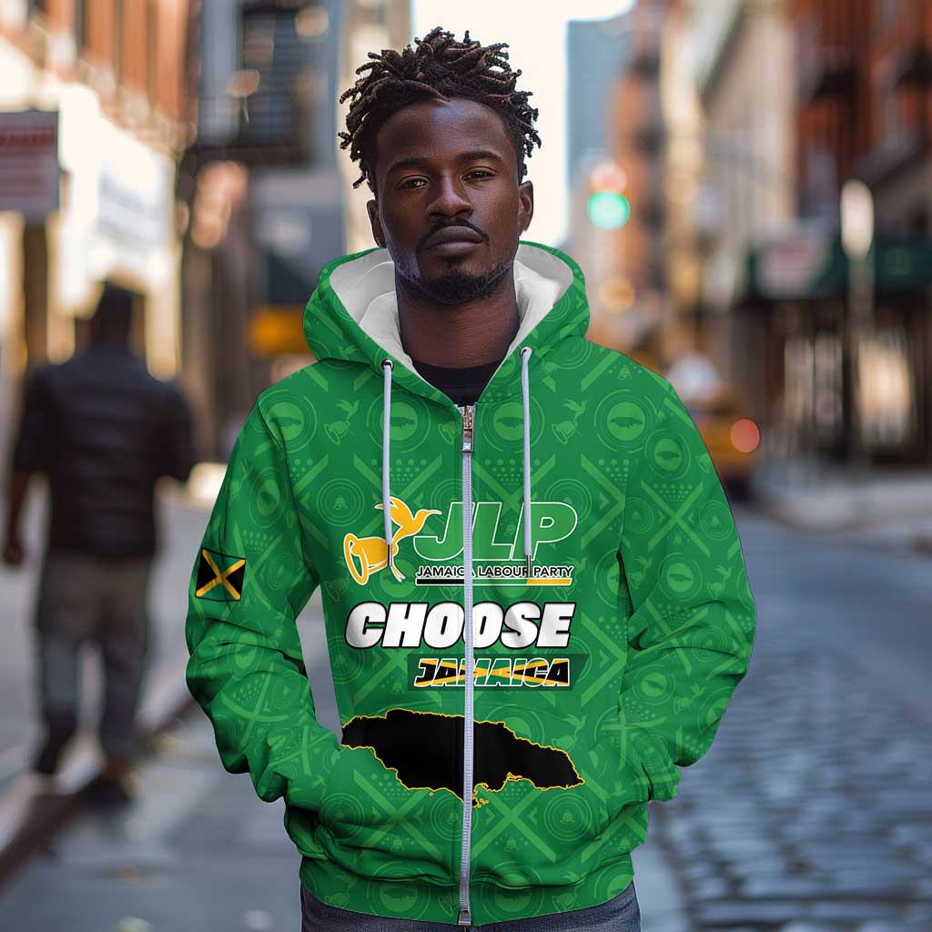 Personalized JLP Jamaica Labour Party Zip Hoodie Build Back Stronger - African Pride