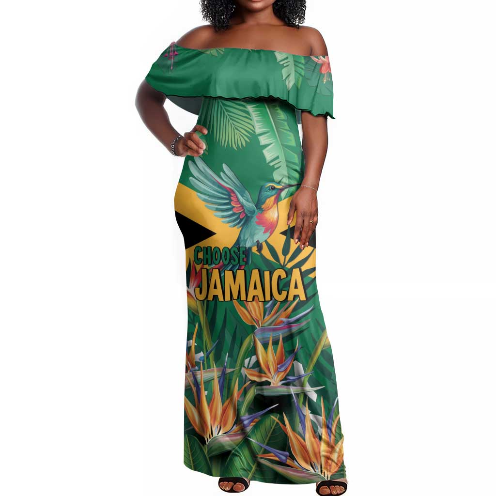 JLP 1PM Holness Off Shoulder Maxi Dress Jamaica Labour Party - African Pride
