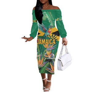 JLP 1PM Holness Off The Shoulder Long Sleeve Dress Jamaica Labour Party - African Pride