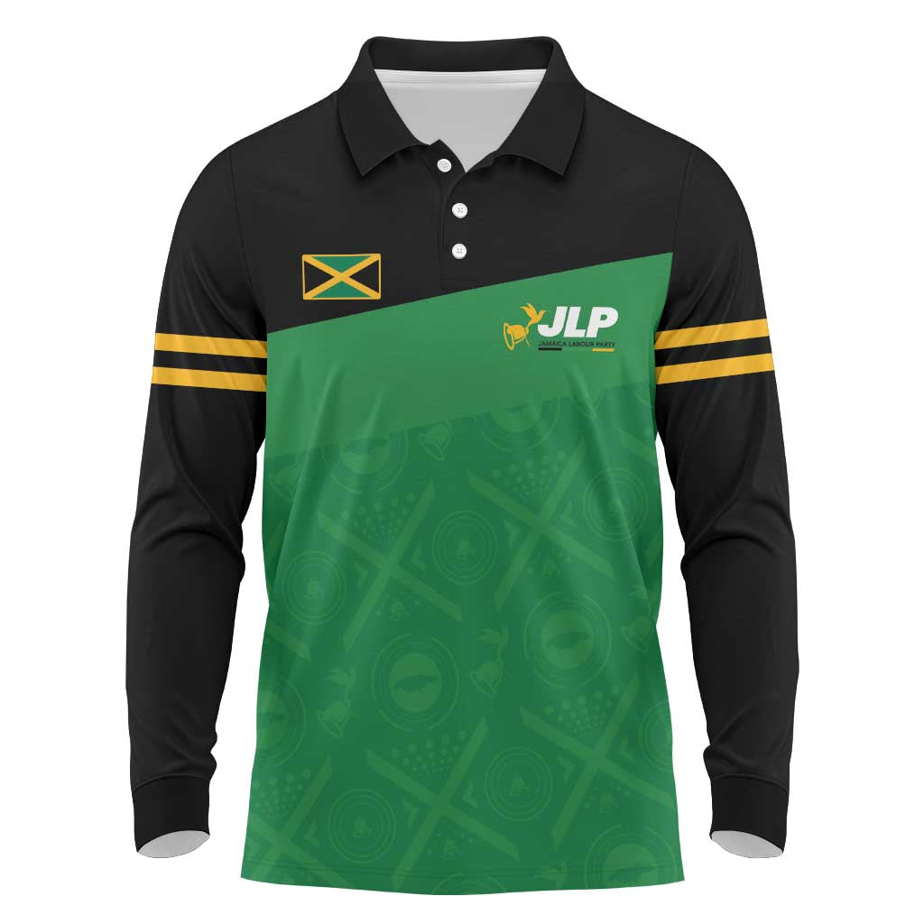 Personalized Jamaica Labour Party Supporters Long Sleeve Polo Shirt - African Pride