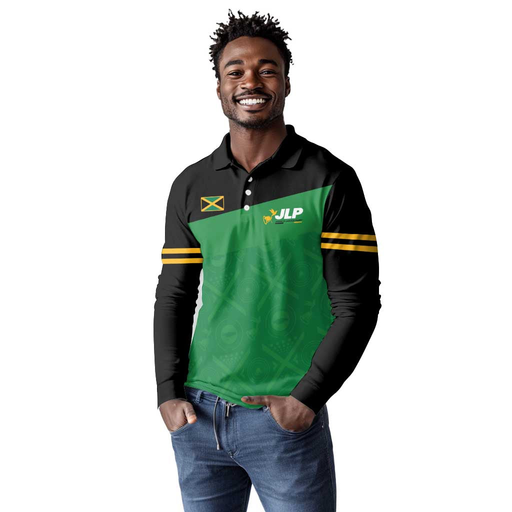 Personalized Jamaica Labour Party Supporters Long Sleeve Polo Shirt - African Pride