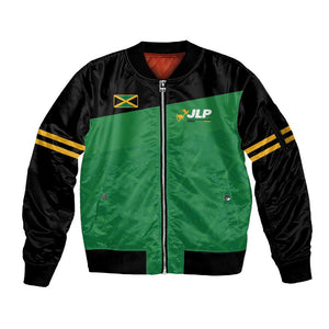 Personalized Jamaica Labour Party Supporters Sleeve Zip Bomber Jacket - African Pride
