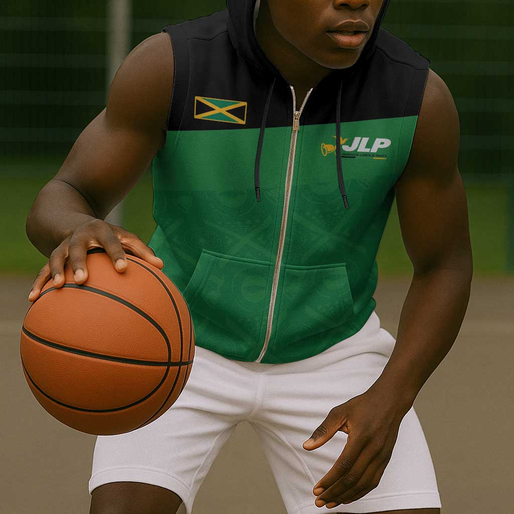 Personalized Jamaica Labour Party Supporters Sleeveless Zip Hoodie - African Pride