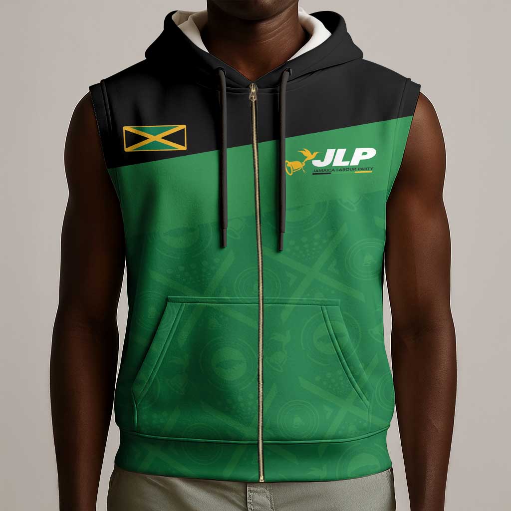 Personalized Jamaica Labour Party Supporters Sleeveless Zip Hoodie - African Pride