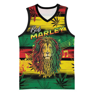 Personalised Rastafarian Lion Basketball Jersey Cannabis Leaf Pattern - African Pride