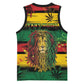 Personalised Rastafarian Lion Basketball Jersey Cannabis Leaf Pattern - African Pride