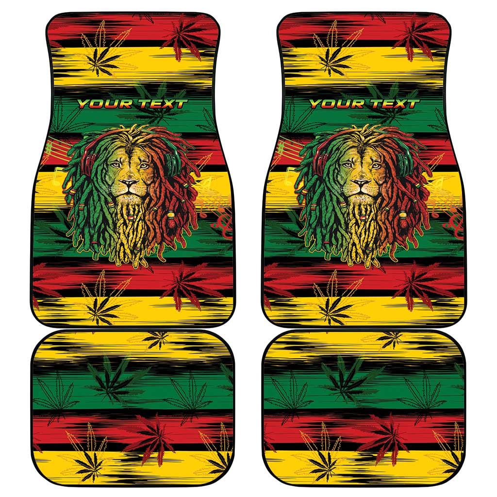 Personalised Rastafarian Lion Car Mats Cannabis Leaf Pattern