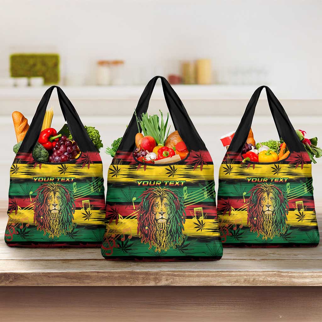 Personalised Rastafarian Lion Grocery Bag Cannabis Leaf Pattern