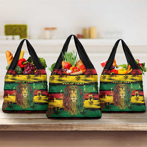 Personalised Rastafarian Lion Grocery Bag Cannabis Leaf Pattern