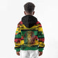 Personalised Rastafarian Lion Kid Hoodie Cannabis Leaf Pattern