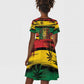 Personalised Rastafarian Lion Kid Short Sleeve Dress Cannabis Leaf Pattern