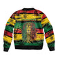 Personalised Rastafarian Lion Sleeve Zip Bomber Jacket Cannabis Leaf Pattern