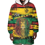 Personalised Rastafarian Lion Wearable Blanket Hoodie Cannabis Leaf Pattern