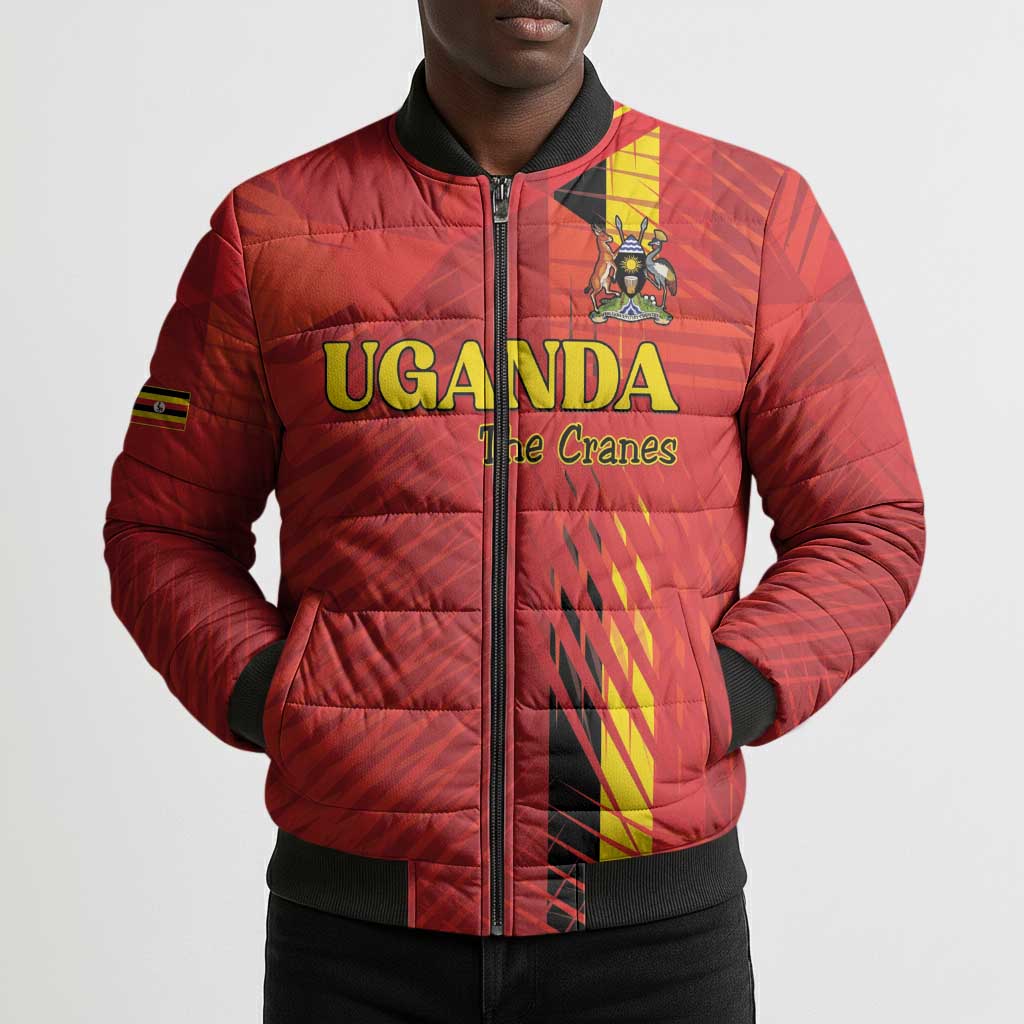 Custom Uganda Football Bomber Puffer Jacket Go Champions Cranes - African Pride