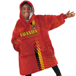 Custom Uganda Football Kid Wearable Blanket Hoodie Go Champions Cranes - African Pride