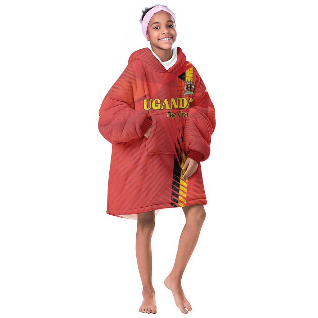 Custom Uganda Football Kid Wearable Blanket Hoodie Go Champions Cranes - African Pride