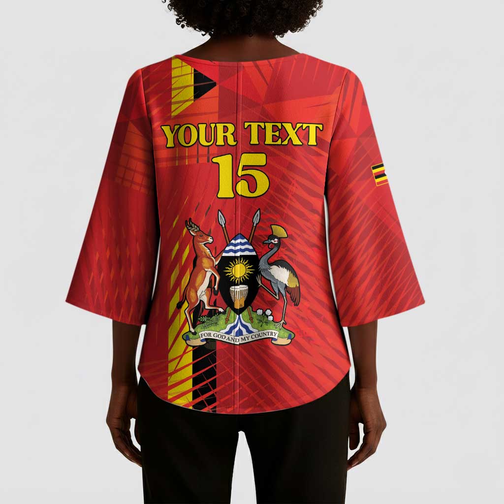 Custom Uganda Football Kimono Sleeve Blouse Go Champions Cranes - African Pride