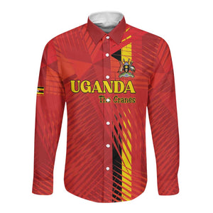 Custom Uganda Football Long Sleeve Button Shirt Go Champions Cranes - African Pride