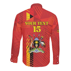 Custom Uganda Football Long Sleeve Button Shirt Go Champions Cranes - African Pride