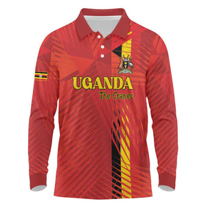 Custom Uganda Football Long Sleeve Polo Shirt Go Champions Cranes - African Pride