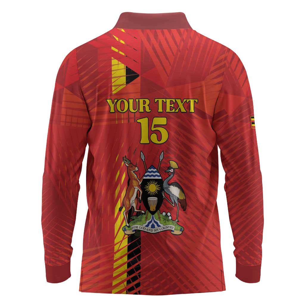 Custom Uganda Football Long Sleeve Polo Shirt Go Champions Cranes - African Pride